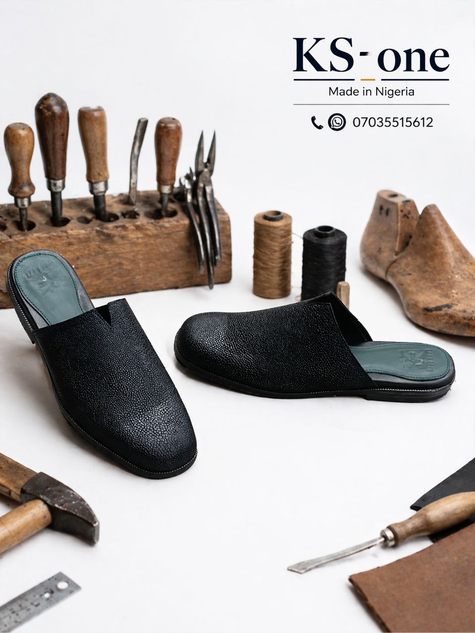 Black handcrafted KS-one mule footwear